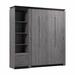 Brayden Studio® Ailed Full Murphy Bed & Narrow Shelving Unit w/ Drawers (79W) Wood in Gray | 83.6 H x 78.1 W x 20.2 D in | Wayfair