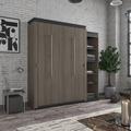 Brayden Studio® Ailed Queen Murphy Bed w/ Narrow Shelving Unit (85W), Wood in Gray | 89.7 H x 84.1 W x 20.2 D in | Wayfair