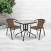 Wade Logan® Amlie Square w/ Dark Rattan Edging Bistro Table Glass/Metal in Brown | 28 H x 28 W x 28 D in | Outdoor Furniture | Wayfair