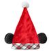 Disney Accessories | Disney Santa Hat W/ Mouse Ears, Plaid Rim, Unisex | Color: Black/Red | Size: Adult 59cm With Adjustable Strap