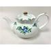 House of Hampton® Page Blue Roses Teapot Porcelain China/Ceramic in Blue/Green/White | 7 H x 7 W x 7 D in | Wayfair