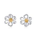 SISGEM 9 ct Gold Daisy Stud Earrings for Women, Solid White Gold and Yellow Gold Sunflower Earrings with Gold Batterfly Earback, You Are My Sunshine Stud Earrings, for Girls Ladies Mum Sisters