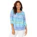 Plus Size Women's Santa Fe Peasant Top by Catherines in Tile Blue (Size 4X)