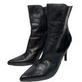 Nine West Shoes | Euc Nine West Black Leather Zip Heel Boots Bootie | Color: Black | Size: 8.5