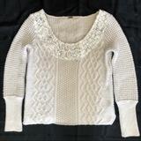 Free People Sweaters | Free People Aurora Yarn Winter Sparkle Pullover L | Color: Cream/White | Size: L