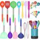 Silicone Cooking Utensil Set, Fungun Non-stick Kitchen Utensil 24 Pcs Cooking Utensils Set, Heat Resistant Cookware, Silicone Kitchen Tools Gift with Stainless Steel Handle (Colorful-24pcs)