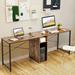 Inbox Zero 2 Person Computer Desk Double Workstation Office Desk W/Storage Black Wood/Metal in Brown | 30 H x 79 W x 24 D in | Wayfair