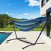 Arlmont & Co. Double Classic Hammock w/ Stand For 2 Person Cotton in Green/Blue, Size 45.0 H x 112.0 W in | Wayfair