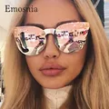 Emosnia-Lunettes de soleil pour femmes surdimensionnées rose or tête de mort grande monture