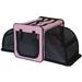 Pink Capacious Dual-Expandable Wire Folding Lightweight Collapsible Travel Dog Crate, 22.8" L X 15.7" W X 15.7" H, Small