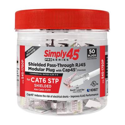 Simply45 ProSeries Cat 6 STP Shielded External Ground Pass-Through Modular Plug (Red S45-1750P