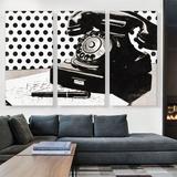ARTCANVAS Old Telephone Modern Home Decor - 3 Piece Wrapped Canvas Graphic Art Print Set Canvas, in Black/White | 60 H x 90 W x 1.5 D in | Wayfair