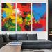 ARTCANVAS Red Yellow Blue Green Modern - 3 Piece Wrapped Canvas Painting Print Set Canvas, Wood in Blue/Green/Red | 60 H x 90 W x 1.5 D in | Wayfair