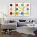 ARTCANVAS Mid-Century Modern Connect Most Dots - 3 Piece Wrapped Canvas Painting Print Set Metal in Blue/Green/Red | 40 H x 60 W x 0.75 D in | Wayfair