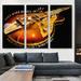 ARTCANVAS Color Guitar Home Decor - 3 Piece Wrapped Canvas Graphic Art Print Set Canvas, Wood in Black/Brown/Orange | 60 H x 90 W x 1.5 D in | Wayfair