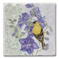 CounterArt Absorbent Stone Beverage Coasters - Set Of 4 - Delphinium Birdhouse Stoneware in Green/Yellow | 0.5 H x 5 D in | Wayfair 02-02200