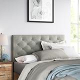 Three Posts™ Alyse Modern & Contemporary Faux Leather Button-Tufted Headboard Faux Leather/Upholstered in Gray | Wayfair