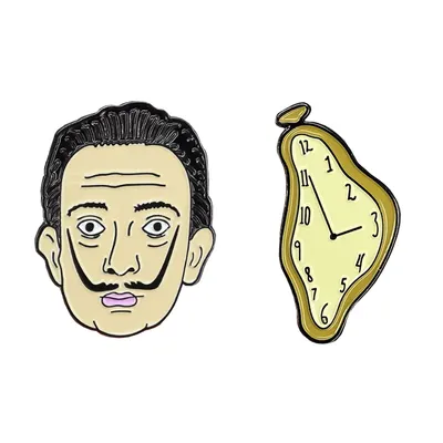 Salvador Dali – broche de peintre surréaliste en émail et en forme d'horloge fondue badge d'art