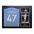 Allstarsignings Framed Phil Foden Signed Manchester City 2019/20 Shirt with COA & Photo Proof Blue