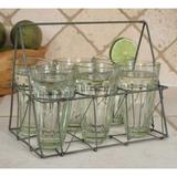 Rectangular Wire Caddy with Six Glasses - Galvanized - CTW Home Collection 460015