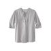 Men's Big & Tall Gauze Lace-Up Shirt by KingSize in Sand Grey (Size L)