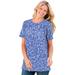 Plus Size Women's Thermal Short-Sleeve Satin-Trim Tee by Woman Within in French Blue Dancing Floral (Size 6X) Shirt