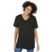 Plus Size Women's Embroidered V-Neck Tee by Woman Within in Black Paisley Embroidery (Size 3X)