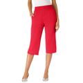Plus Size Women's Soft Knit Capri Pant by Roaman's in Vivid Red (Size 4X) Pull On Elastic Waist
