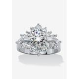 Women's Platinum Plated Round Cluster Ring Cubic Zirconia (3 5/8 cttw TDW) by PalmBeach Jewelry in Platinum (Size 6)