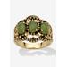 Women's Yellow Gold-Plated Antiqued Genuine Green Jade Ring by PalmBeach Jewelry in Jade (Size 9)