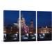 ARTCANVAS St. Luke's Church at Night, Munich, Germany - 3 Piece Wrapped Canvas Photograph Print Set in Blue/Brown | 40 H x 60 W x 0.75 D in | Wayfair