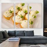 ARTCANVAS Cupcakes Diner Restaurant Decor - 3 Piece Wrapped Canvas Photograph Print Set Canvas, Wood in Green/White | 60 H x 90 W x 7 D in | Wayfair