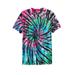 Men's Big & Tall Lightweight Longer-Length Tie-Dye Crewneck by KingSize in Black Tie Dye (Size 3XL)