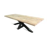 Loon Peak® Verena Adler 39.4" Solid Oak Dining Table Wood/Metal in Black/Brown/Gray | 29.5 H x 86.6 W x 39.4 D in | Wayfair