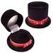 The Holiday Aisle® Unique Black Velour Top Hat Gift Box, Ring, Pin Fabric in Black/Red | 2 H x 3 W x 3 D in | Wayfair