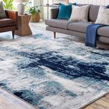 Apas 2' x 2'11" Modern Contemporary Bohemian Abstract Silver/Dark Purple/Slate/Royal Denim/Dark Gray/Ink Blue/Medium Gray/Burgundy/Denim/Cream/Teal Area Rug - Hauteloom