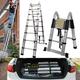 5M/16.5Ft Telescopic Ladder DIY Aluminum Alloy Folding Extendable Folding Extension A Frame Heavy Duty Portable Trade Domestic Ladder EN131 (Load Capacity 150kg) with Non-Slip Feet & Stabiliser Bar