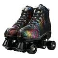 KALINU Unisex Roller Skates Double Row Four Wheels High-top Roller Skates Lightning Pattern for Beginners Womens Mens Boys and Girls (Lightning black black wheel,38)