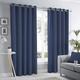 Fusion Navy Blue Eyelet Curtains 90 x 90 (229 x 229cm), 100% Cotton, Dark Blue Curtains for Bedroom/Living Room, Door Curtain, Curtains & Drapes, 2 Panels