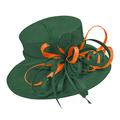 Caprilite Emerald Green and Burnt Orange Large Queen Brim Hat Occasion Hatinator Fascinator Weddings Formal