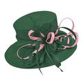 Caprilite Emerald Green and Baby Pink Large Queen Brim Hat Occasion Hatinator Fascinator Weddings Formal