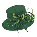 Caprilite Emerald Green and Lime Green Large Queen Brim Hat Occasion Hatinator Fascinator Weddings Formal