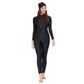 Haodasi 3-Piece Muslim Conservative Swimwear for Women - Full Cover Islamic Swimsuit Long Sleeve Beachwear Black