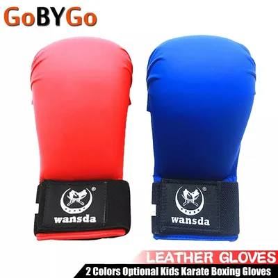 Gants de boxe en cuir demi-doigt pour hommes et femmes gants de karaté pour enfants 2 couleurs en