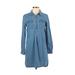 Old Navy Casual Dress - Shirtdress: Blue Solid Dresses - Used - Size Small