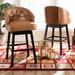 Baxton Studio Theron Modern Transitional Tan Faux Leather & Dark Brown Finished Wood 2-PC Swivel Bar Stool Set - Wholesale Interiors BBT5210B-Tan/Wenge-BS