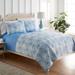 Seersucker Floral Design 6-in-1 Quilt Set by Shavel Home Products in Blue (Size TWIN)