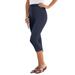 Plus Size Women's Essential Stretch Capri Legging by Roaman's in Navy (Size 12)