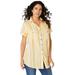 Plus Size Women's Seersucker Big Shirt by Roaman's in Yellow Seersucker Stripe (Size 24 W)