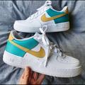 Nike Shoes | Custom Painted “Beach” Nike Air Force 1s | Color: Blue/Gold | Size: Various